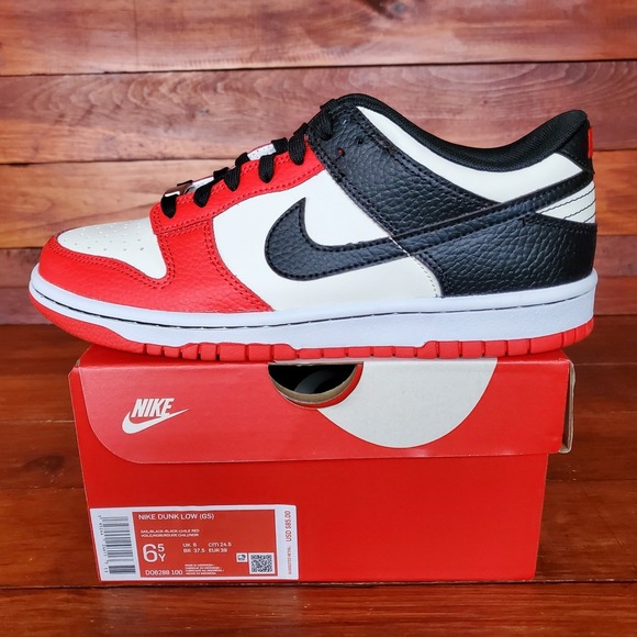 Nike Other - Nike Dunk Low GS Shoes 6.5Y Chile Red Sail Black NBA 75th Anniversary DO6288-100